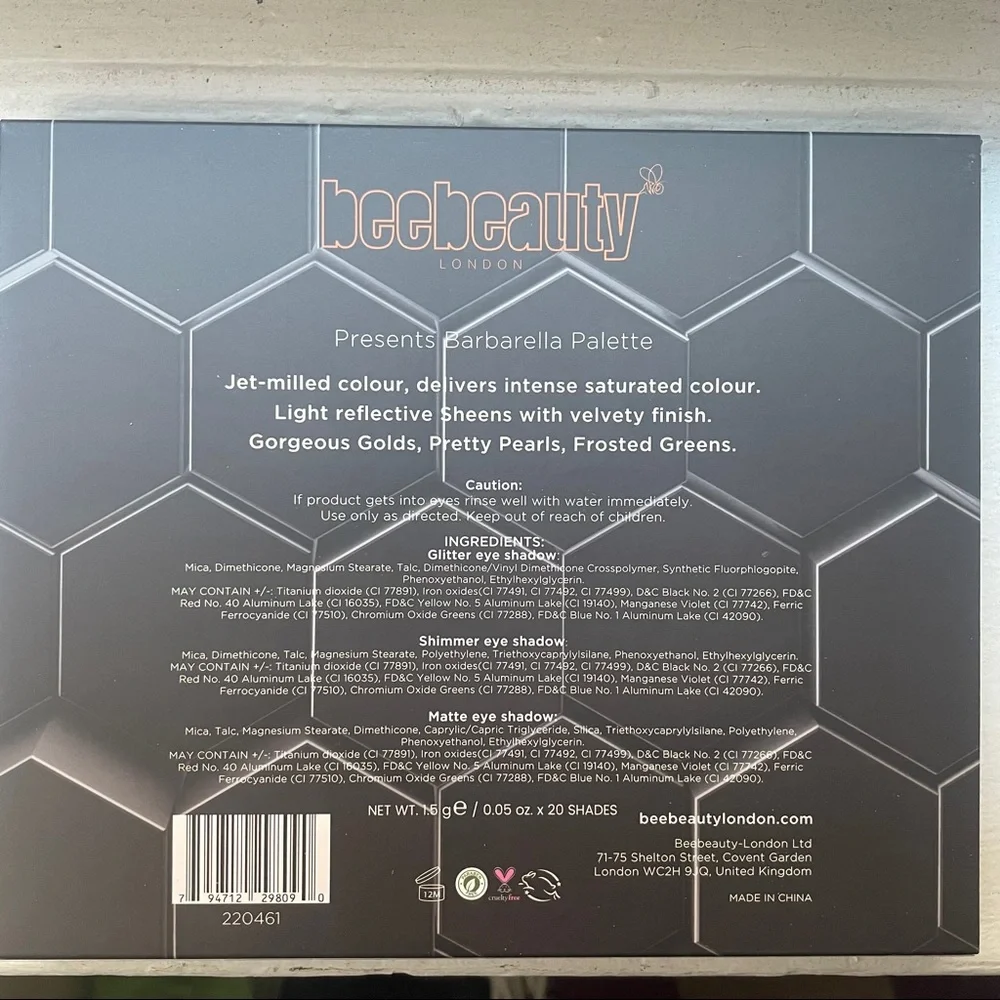 Barbarella Eyeshadow Palette Bee Beauty London